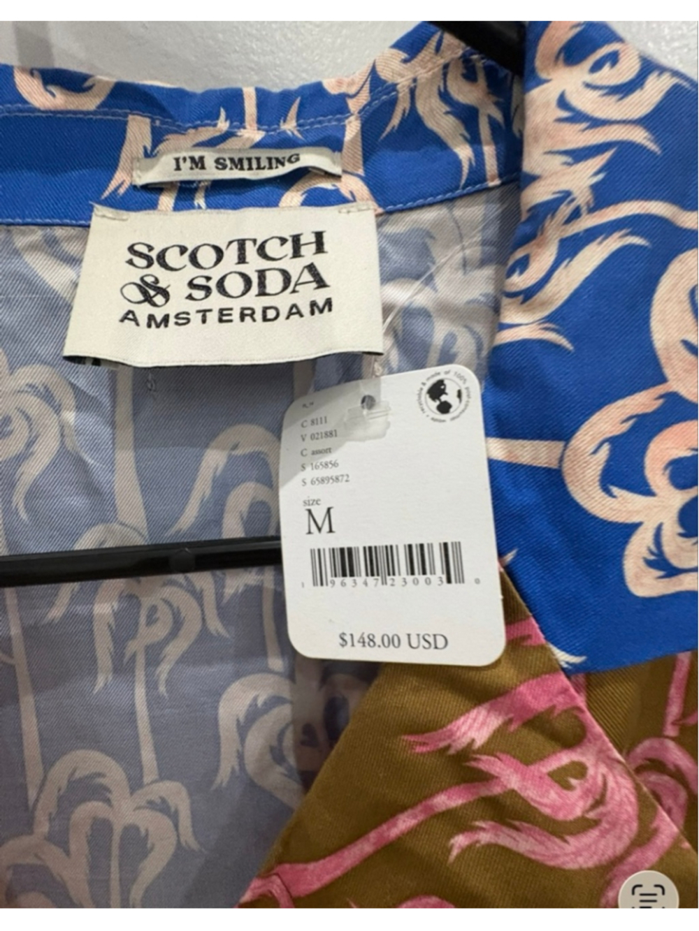 Free People Scotch & Soda M Palm Print Button Down Shirt Brown Blue - Picture 4 of 4